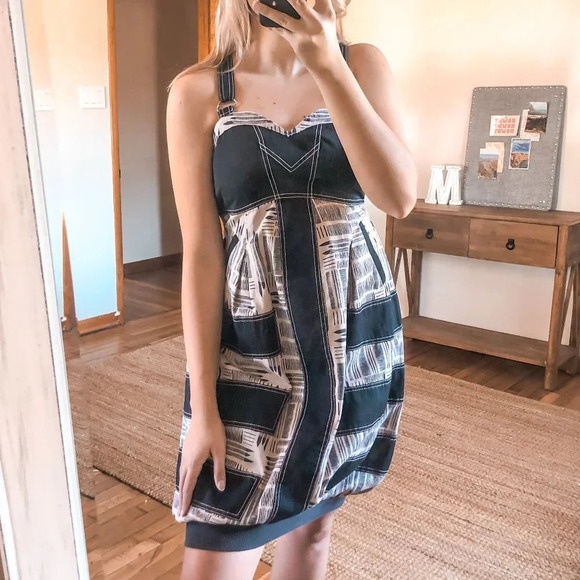 Marc Jacobs Designer Overalls Bubble Patchwork Patterned Mini Dress Women's 4 - Picture 1 of 10
